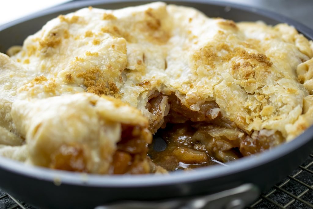 Skillet Apple Pie with Caramel Drizzle