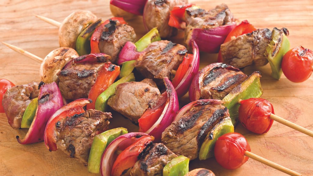 Ribeye Steak, Tomato, and Mushroom Kebabs