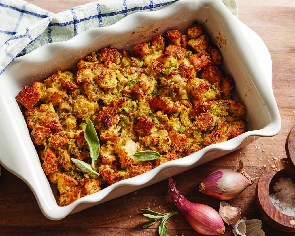 Ultimate Cheesy Herb Sourdough Stuffing