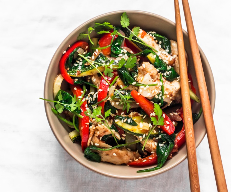 Chicken, Mushroom, and Spinach Stir