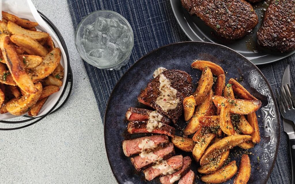 Southwest Steaks with Creamy Peppercorn Sauce & Parmesan